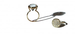 14 K Gold with Diamonds and Rock Crystal